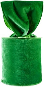 Meseey 4 Inch Wide Green Velvet Wired Ribbon, 10 Yards Velvet Ribbon with Wire Edge for Christmas Tree, Wreaths, Gift Wrapping, Bows, Crafts and Holiday Decorations by MeseeyRibbonBow