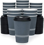 Disposable Coffee Cups With Lids - 12 oz To Go Coffee Cup With Lid (80 Set). Durable Togo Travel Paper Hot Cups Insulated For Hot and Cold Beverage Drinks, No Sleeves Needed (Dusk Grey) - Image 3