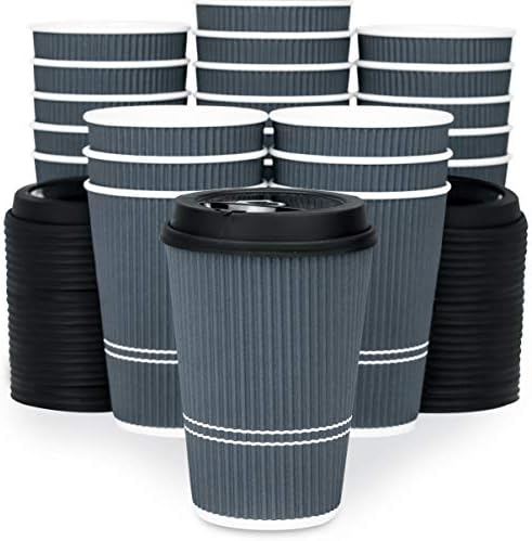 Disposable Coffee Cups With Lids - 12 oz To Go Coffee Cup With Lid (80 Set). Durable Togo Travel Paper Hot Cups Insulated For Hot and Cold Beverage Drinks, No Sleeves Needed (Dusk Grey) - Image 3