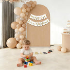 Double-Sided Arch Frame Fabric Cover Beige White Ripples Arched Panel Stand Cover for Wedding Birthday Baby Shower Parties Decoration (Brown-HP465,3X6.5ft) - Image 4
