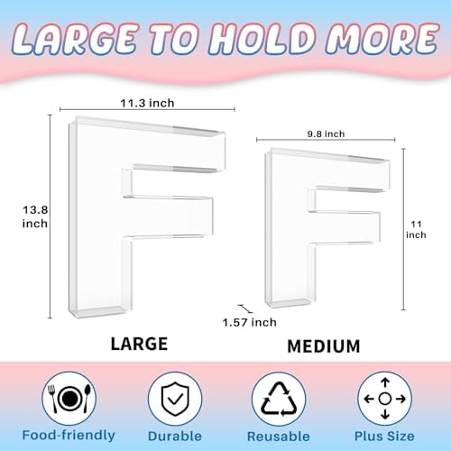 13.8" Extra Large Acrylic Letter Charcuterie Board Box, Reusable Fillable Letter Cake Candy Dish Display Serving Tray for Birthday Anniversary Party Decoration (F) - Image 2