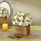 Suzile 12 Set Wooden Box Centerpiece, 4 Inch Square Planter Vase - Image 3