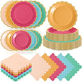 Zhehao 150 Pcs Candy Color Paper Plates Napkins Serves 50 by Zhehao