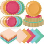 Zhehao 150 Pcs Candy Color Paper Plates Napkins Serves 50 by Zhehao