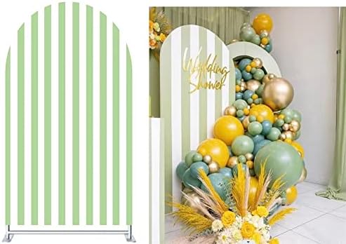 FiVan Arch Covers Stretchy Green Stripes Backdrop for Birthday Baby Shower Party Decoration 4x7ft Baptism Background Props by FiVan
