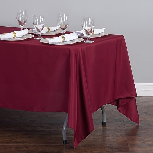 LTC LINENS 5 Pack Rectangular Tablecloths Burgundy 70 x 120 Inch for 6 or 8 ft Rectangle Banquet Tables with Half-Drop - Stain and Wrinkle Resistant Polyester Cloth Table Covers for Wedding, Party - Image 3