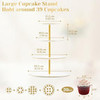 DUJUST 4-Tier Cupcake Stand Tower, British Style Porcelain Tiered Tray with Golden Trim & Pattern, Food Grade Dessert Display Stand, Beautiful Gift for Tea Party & Home Décor - White - Image 5