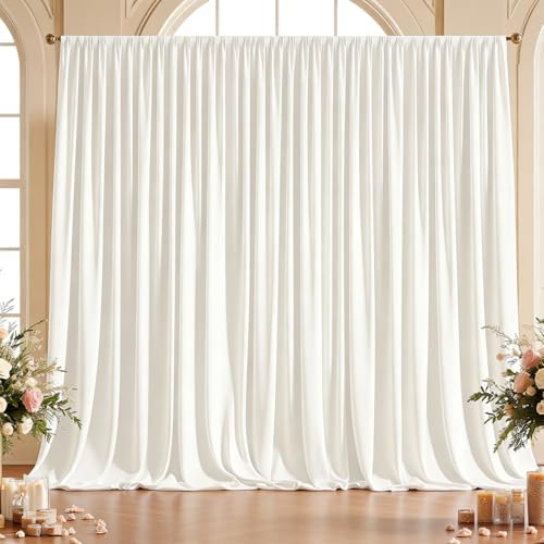 10x10ft Wrinkle Free White Backdrop Curtain for Parties, Soft Wedding White Curtain Backdrop, Polyester Photo Backdrop Drapes for Birthday Party Baby Shower Photography Background by HietaapPartyDecorations