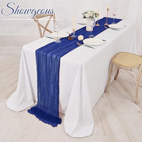 Showgeous 16 Pack Royal Blue Cheesecloth Table Runner 17 x 108 Inch - Image 6