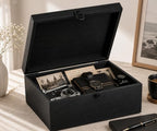 Keepsake Box,Large Acacia Wooden Memory Box Jewelry Box and Photo Storage Box for Wedding Baby Shower Decorative Storage Treasure Boxes with Lids (Black) - Image 7