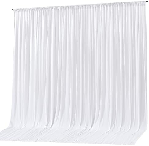 White Backdrop Curtain 10x10ft - Wrinkle Free Polyester Photo Curtain Backdrop Wedding Back Drop Fabric Drapes for Party Decorations Background for Photography by WishCare