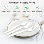Dealusy 360 Count Extra Heavy Duty White Plastic Forks Disposable - Image 4