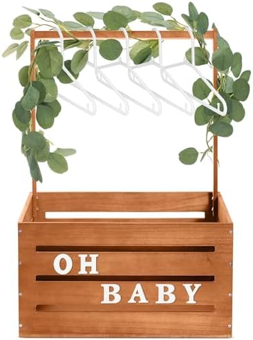 Barydat Wooden Baby Shower Crate Basket with Handle, Brown by home