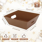 10PACK Brown Baskets For Gifts Empty, 10 x 8” Thick Gift Basket with 10 Clear Bags and Pull Bows, Cardboard Gifts Baskets Trays with Handles for Christmas, Thanksgiving, Wedding, Birthday - Brown - Image 2