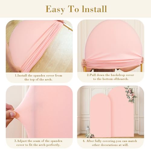 Dusty Rose Photo Arch Backdrop Cover Set of 2 for Party Spandex 7.2 and 6ft Arch Covers Stretchy Backdrop Baby Shower Balloon Arch Stand Covers for Girls Birthday Wedding Bridal Shower Background - Image 6
