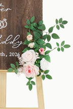 2pcs Wedding Welcome Sign Flowers,Blush Pink Faux Floral Swag,Artificial Flower Garland for Fall Wedding Bridal Shower Graduation Party Prom Entrance Sign Decor (Stand not Included) - Image 4