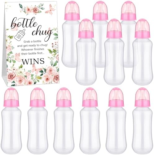 Trelaco 12 Pcs Baby Shower Bottle Chug Game, Floral, Pink by TrelaCo