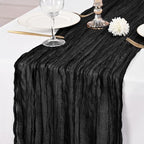 24 Pack Black Table Runner 10Ft Cheesecloth Table Runner Rustic Gauze Table Runners Romantic Long Sheer Fabric Cheese Cloth Table Runners for Wedding Party Bridal Baby Shower - Image 6