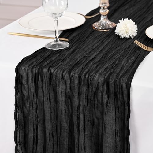 24 Pack Black Table Runner 10Ft Cheesecloth Table Runner Rustic Gauze Table Runners Romantic Long Sheer Fabric Cheese Cloth Table Runners for Wedding Party Bridal Baby Shower - Image 6