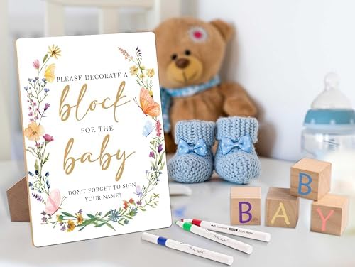 79 Pcs Baby Shower Boho Floral Decorate a Block Game Set, Games for Guest - Image 3