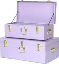 Vixdonos Storage Trunk Chest Decorative Large Metal Box Set of 2 College Dorm Organizer with Hardware Hasps and Handle for Home Deocr,23.7X14.2X9.5 Inches by Vixdonos