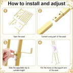 Feifeiya 1 Pcs Gold Floor Easel Stand 53 in, Square Metal - Image 3