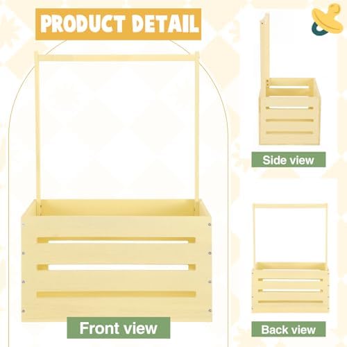 Suzile Baby Shower Crate Wooden Closet Baby Basket Gift,Creamy Yellow - Image 3