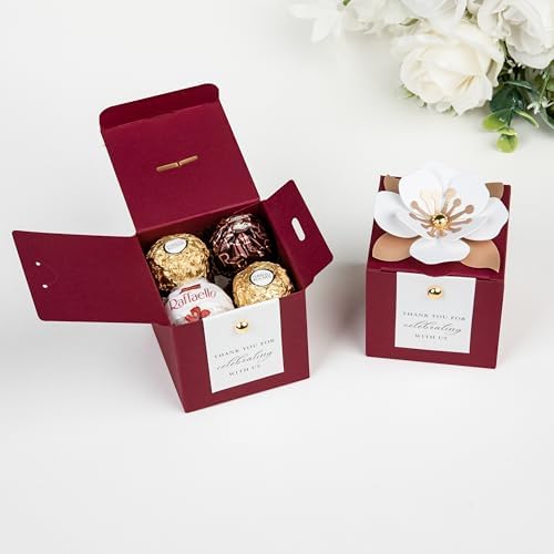 FEIYI 20 PCS Favor Boxes, Burgundy Candy Boxes 2.55x2.55x2.55 - Image 3
