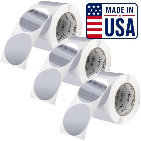 Perco Metallic Silver Perforated Round Circle Dot Sticker 3-Inch Labels — 3 Rolls, 1,500 Stickers - Asset Tags, Tech Labels & Modern Product Identification - Made in USA by Perco