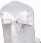 Pack of 50 Satin White Chair Sashes Bows 7 X 108 Inch Universal Chairs Ribbons for Wedding Ceremony Party Banquet Restaurant Event Decorations - White Chair Sashes 50 Pack by ZSJFMF