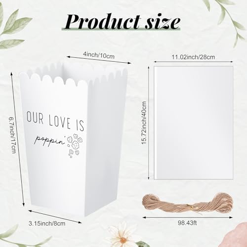 Baderke 201 Pcs Clear Wedding Popcorn Bags Treat Set, White - Image 2