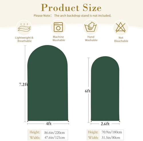 Dark Green Arch Backdrop Cover Set of 2 Wedding Arch Covers Stretchy Backdrop Decorations Baby Shower Bridal Shower Photo Birthday Party Graduation Arch Covers 7.2 and 6ft Spandex - Image 5