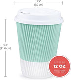 Disposable Coffee Cups With Lids - (80 set) 12 oz Paper To Go Coffee Cups With Resealable Lids Prevent Leaks! Travel Insulated Hot Beverage Drink Cup. Will Not Bend With Heat or Burn Fingers - Image 2