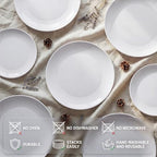KIRE 60PCS White Disposable Plates - Heavy Duty White Plastic Plates for Party/Wedding - Include 30Pieces 10.25inch Dinner Plates and 30Pieces 7.5inch Dessert/Salad Plates - Image 4