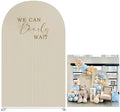 Beige Pipples Arch Backdrop Covers for Birthday Party We Can Bearly Wait Arched Background Stand Fabric Cover Baby Shower Parties Decoration Props (2.6x6FT) by KONPON