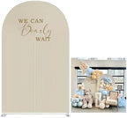 Beige Pipples Arch Backdrop Covers for Birthday Party We Can Bearly Wait Arched Background Stand Fabric Cover Baby Shower Parties Decoration Props (2.6x6FT) by KONPON