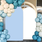 2PCS Arch Backdrop Covers Light Blue White (7.2ft+6ft) , 2 Sided Spandex Fitted Arch Stand Covers Background for Wedding Baby Shower Birthday Bridal Shower Party Decorations(Only Covers) - Image 4