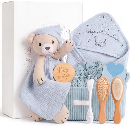 lulumoon Baby Shower Gifts for Boys - 11-Piece Newborn Essential Basket Set by Lulumoon