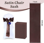 MDS Pack of 100 PCS Satin Chair Sashes Charmeuse Sateen Dining Chair Bows Ribbon Ties Back Sash for Wedding Party Birthday Home Hotel Restaurant Banquet Decoration (7 x 108 Inch, Coffee) - Image 3