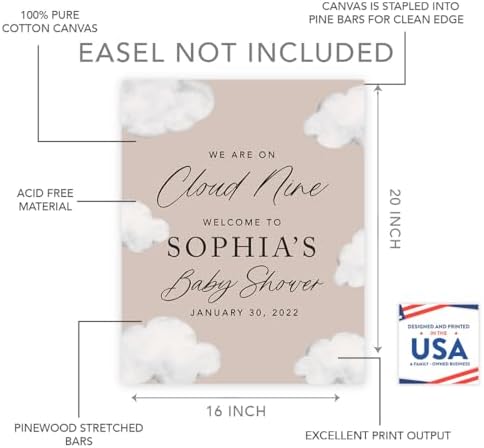 Andaz Press Personalized We Are On Cloud Nine Baby Shower Decorations, Gender Neutral On Cloud 9 Baby Shower Welcome Sign, Heaven Sent Decor, We Are Over the Moon Party Decorations, 16x20 Inch - Image 2