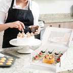 JCD 16 Pcs Cake and Cupcake Combo Bento Boxes with Clear Lid and 8 Cupcake Holes for Vanlentine Wedding Birthday Party Bakery Baking Supplies (1+8/16Pcs) - Image 3