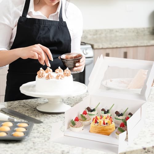 JCD 16 Pcs Cake and Cupcake Combo Bento Boxes with Clear Lid and 8 Cupcake Holes for Vanlentine Wedding Birthday Party Bakery Baking Supplies (1+8/16Pcs) - Image 3