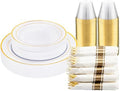 DaYammi 210PCS Gold Plastic Dinnerware Set for 30 Guests by DaYammiwillaccompanyyou