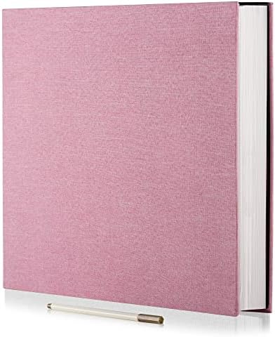 Large Photo Album Self Adhesive 4x6 8x10 10x12 13"x12.8" Magnetic Scrapbook Album 12.6"x11" Inch 40 Pages Linen Cover DIY Photo Album with A Metallic Pen and DIY Stickers(Pink) by HoneyTolly