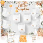 Ctosree 31 Pcs Little Pumpkin Baby Shower Diaper Game 1 Diaper Baby Shower Game Board 7 Diapers 10 Plastic Balls 1 Organza Bag for Bridal Games Boy Girl by Ctosree