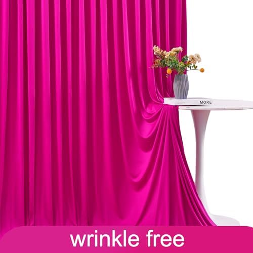 20ft x 10ft Wrinkle Free Hot Pink Wedding Backdrop Curtains for Party Bridal Shower Reception Decorations Hot Pink Fabric Curtain Backdrops Drapes for Photography Baby Shower Birthday Background - Image 6