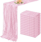 Light Pink Cheesecloth Table Runner 12 Pack 10FT Rustic Gauze Fabric Cheese Cloth Table Runner for Wedding 20 x 120 Inch Long Bridal Baby Shower Table Decorations Boho Sheer Birthday Party Table Decor by FoliafeelHome