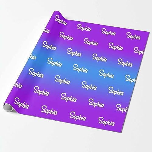 MyPupSocks Custom Birthday Gift Wrapping Paper, Personalized Gradient Purple And Blue Gift Wrap Paper with Logo Funny Wrapping Paper Roll for Men Women Boys Girls Christmas Memorial 58x23 3 Rolls - Image 2