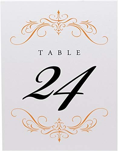 Classic Flourish Table Numbers, Orange, 1-50 - Image 4