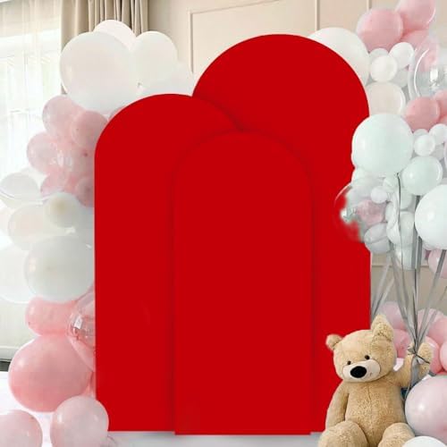 FANPROMS Arch Covers Set of 3 Red Arch Cover 5FT 6FT 7FT Fitted Spandex Arch Cover for Arch Stand Covering Chiara Arch Cover Stretchy Fabric for Wedding Banquet Decoration - Image 6